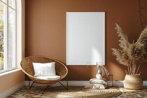 Poster Mockup in Brown Scandinavian Interior photo