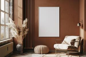 Poster Mockup in Brown Scandinavian Interior photo