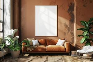 Poster Mockup in Brown Scandinavian Interior photo