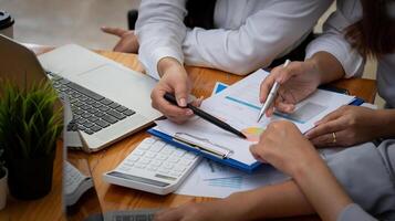 Business People Analyzing Statistics Business Documents, Financial Accounting Concept. photo