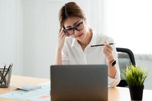 Woman accountant working financial inspector and secretary making report calculating balance. Internal Revenue Service checking document. Audit concept photo