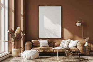 Poster Mockup in Brown Scandinavian Interior photo