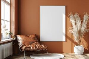 Poster Mockup in Brown Scandinavian Interior photo