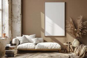 Poster Mockup in Brown Scandinavian Interior photo