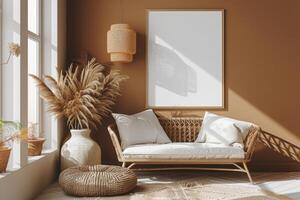Poster Mockup in Brown Scandinavian Interior photo