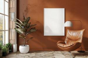 Poster Mockup in Brown Scandinavian Interior photo
