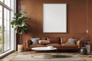Poster Mockup in Brown Scandinavian Interior photo