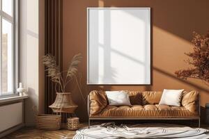 Poster Mockup in Brown Scandinavian Interior photo