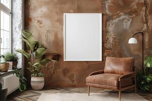 Poster Mockup in Brown Scandinavian Interior photo