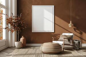 Poster Mockup in Brown Scandinavian Interior photo
