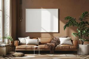 Poster Mockup in Brown Scandinavian Interior photo