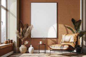 Poster Mockup in Brown Scandinavian Interior photo