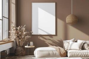 Poster Mockup in Brown Scandinavian Interior photo