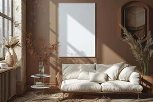 Poster Mockup in Brown Scandinavian Interior photo