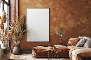 Poster Mockup in Brown Scandinavian Interior photo