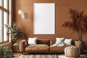 Poster Mockup in Brown Scandinavian Interior photo