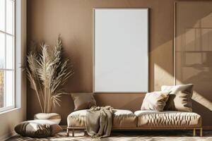 Poster Mockup in Brown Scandinavian Interior photo