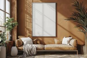 Poster Mockup in Brown Scandinavian Interior photo