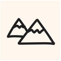 flag on mountain with illustration stye doodle and line art vector