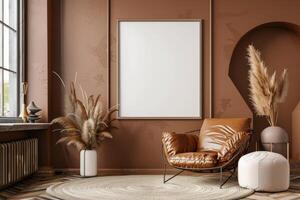 Poster Mockup in Brown Scandinavian Interior photo