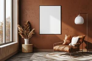 Poster Mockup in Brown Scandinavian Interior photo