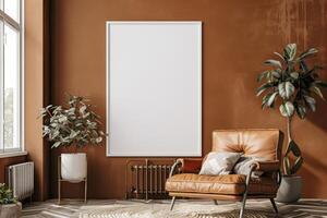 Poster Mockup in Brown Scandinavian Interior photo