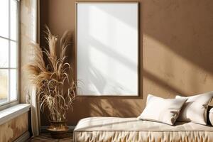 Poster Mockup in Brown Scandinavian Interior photo