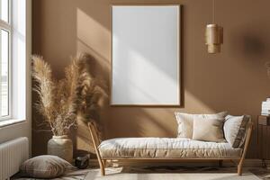 Poster Mockup in Brown Scandinavian Interior photo