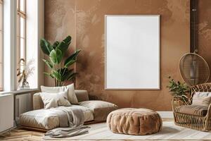 Poster Mockup in Brown Scandinavian Interior photo
