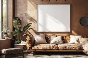 Poster Mockup in Brown Scandinavian Interior photo