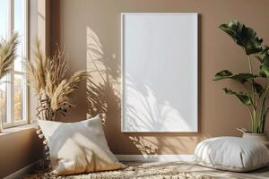 Poster Mockup in Brown Scandinavian Interior photo