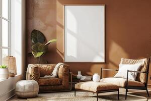 Poster Mockup in Brown Scandinavian Interior photo