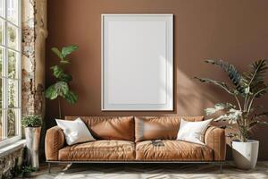 Poster Mockup in Brown Scandinavian Interior photo