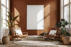 Poster Mockup in Brown Scandinavian Interior photo