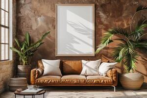 Poster Mockup in Brown Scandinavian Interior photo