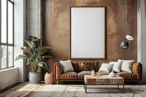 Poster Mockup in Brown Scandinavian Interior photo