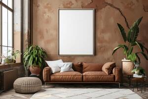 Poster Mockup in Brown Scandinavian Interior photo