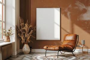 Poster Mockup in Brown Scandinavian Interior photo