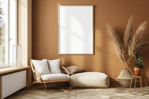 Poster Mockup in Brown Scandinavian Interior photo