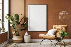 Poster Mockup in Brown Scandinavian Interior photo