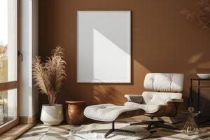 Poster Mockup in Brown Scandinavian Interior photo