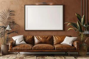 Poster Mockup in Brown Scandinavian Interior photo