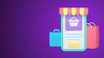 Digital store smartphone application grocery online shopping realistic 3d icon vector