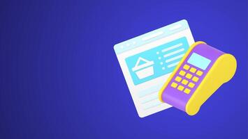 Online shopping browsing and paying goods with laptop screen and POS terminal isometric 3d icon vector