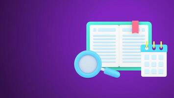 Planning important business deadline with schedule or reading interesting book with magnifying glass vector