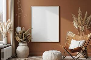 Poster Mockup in Brown Scandinavian Interior photo