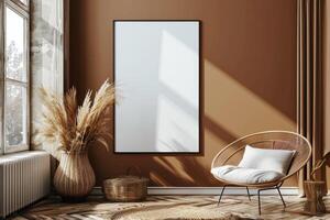 Poster Mockup in Brown Scandinavian Interior photo