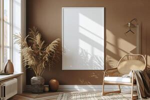 Poster Mockup in Brown Scandinavian Interior photo
