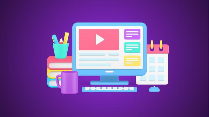 Student or worker comfortable workplace organizing with computer pc remotely online studying