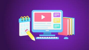 Digital remotely education online lesson website with tasks student workplace 3d icon vector